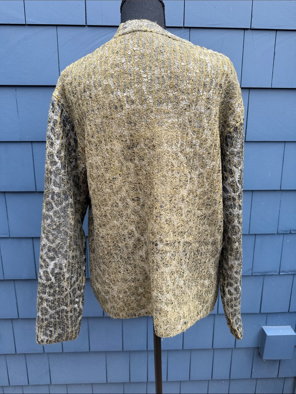 Zara Metallic Gold Leopard-Print Button Front Cardigan Medium green - Picture 5 of 10
